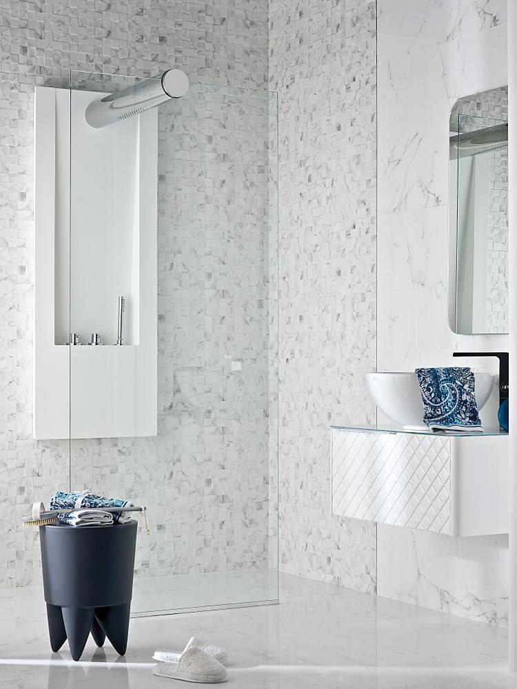 Mosaico Carrara Blanco 333x1000 (Indent)